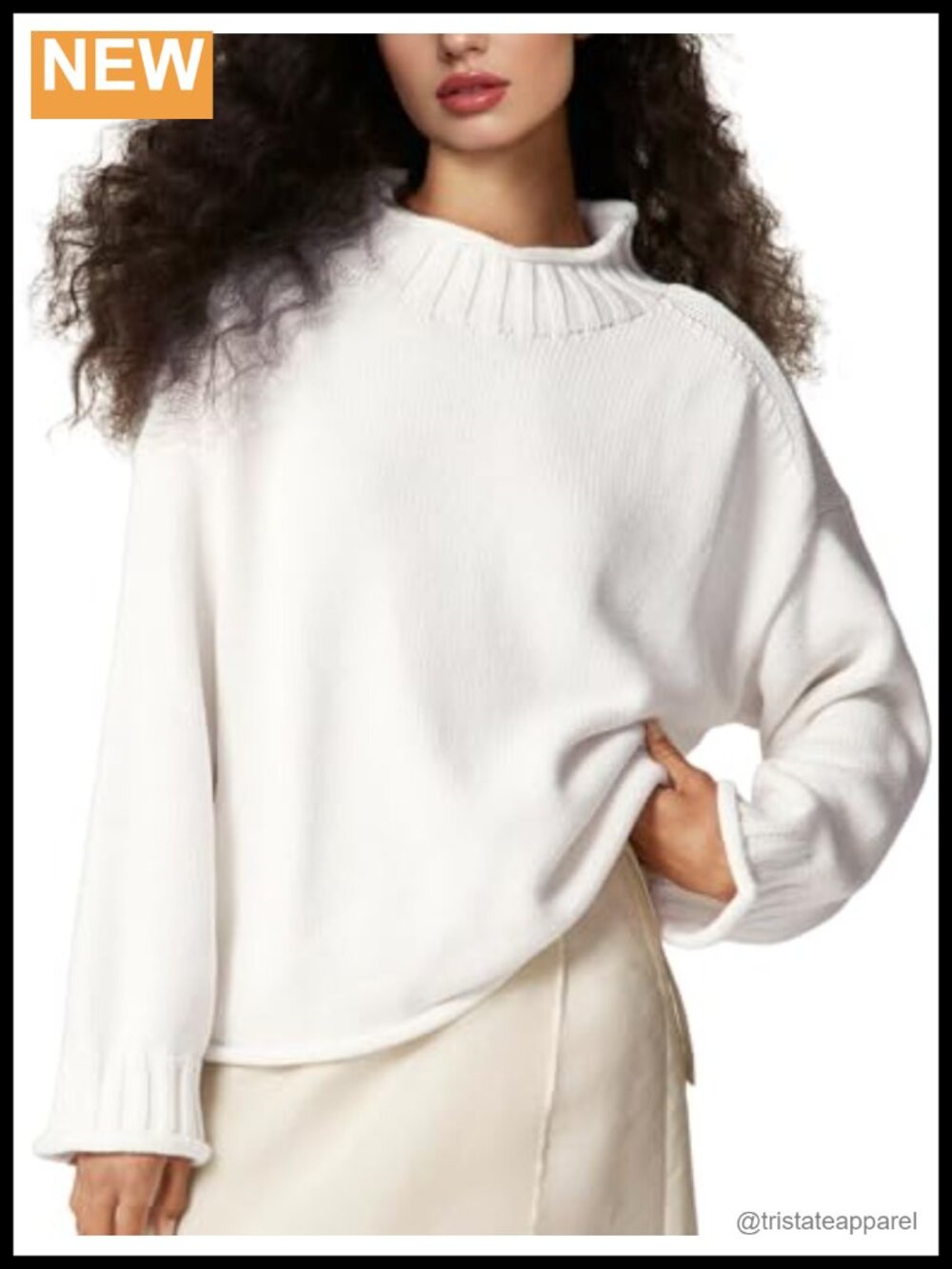 Womens Chunky Cable Knit Rollneck Sweater Oversized Cotton Relaxed Pullover